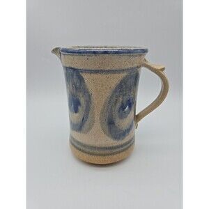 Studio Art Pottery Pitcher Artist Signed Stoneware Hand Thrown Original Piece